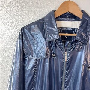 Victorinox Mens XL Blue Lightweight Windbreaker Zip Tech Shell Rain Jacket Coat